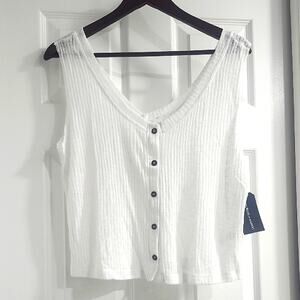❤️NWT❤️ Melrose and Market White Ribbed Button-Front Tank Top